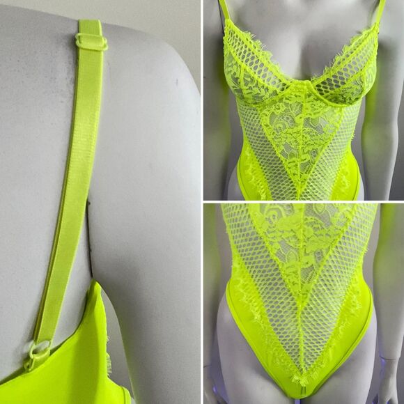 Boohoo Bodysuit Neon Lace Premium S - Picture 8 of 11